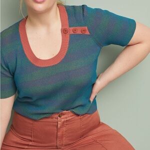 Anthropologie Striped Sweater Tee in Size Small